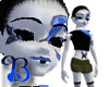 Blue black white pixie