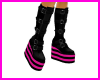 Pink stripe black boots
