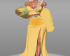 yellow fur gown