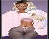 sexy Models Pink Fur Jacket Grey Leggings