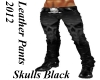 Skull Blk Leather Pants