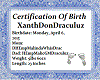 Xanth Birth Certificate