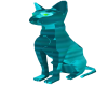 Teal Crystal Cat Statue