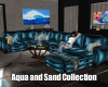 Aqua and Sand Sofa Set