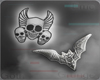 Ear Chains - Bat + Skull
