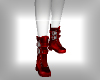 Red Leather Boots Silv