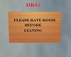 BKG Rate Room Sign 