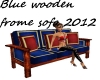 Blue wooden frame sofa