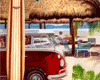Van, sand and surf