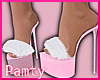 Pink & White Fur Heels