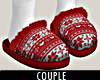 Xmas Couple Slippers Red