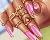Pink Nails + Gold Rings