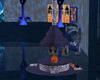 blue patterned fireplace