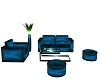 LL~TEAL & BLACK SOFASET4