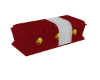 red wood open casket