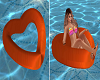 Orange Heart Pool Float