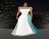 White And Teal Gown