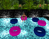 blue/pink pool floats