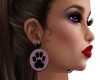 Lilac paw print earrings