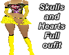 Skulls and hearts yellow