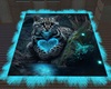 Teal leopard rug