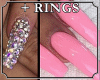 !! Pink Nails + Rings