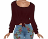 TF* Wine Tied UP Blouse
