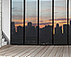 City silhouette windows