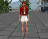 Red Jacket/ White Skirt