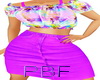PBF*Pink Jean Skirt/Top