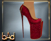 Red Glitter Stacked Heel