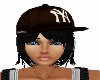 BROWN CAP/ BLACK HAIR