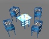 blue bar stools n table