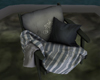 Plaid chair and cushions