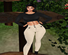 black top cream pants