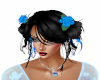 Hair Black Blue Roses