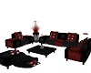 RED/BLK CLUB COUCH SET