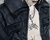 dark blue leather jacket