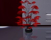 Red plant black vase