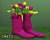 Rain boots with tulips
