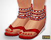 ! Beaded Sandals Red