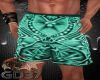 green tribal swim shorts