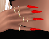 Red Nails | Gold Rings