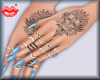 Bleu Nails+rings+tattoo