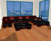 Black red satin couch