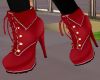 red laced heeled shoes