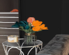Teal OrangeTulips W/Vase