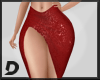 [D] Red Long Split Skirt
