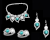 Teal/White Jewelry Set