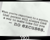 |Y| No Excuses Quote